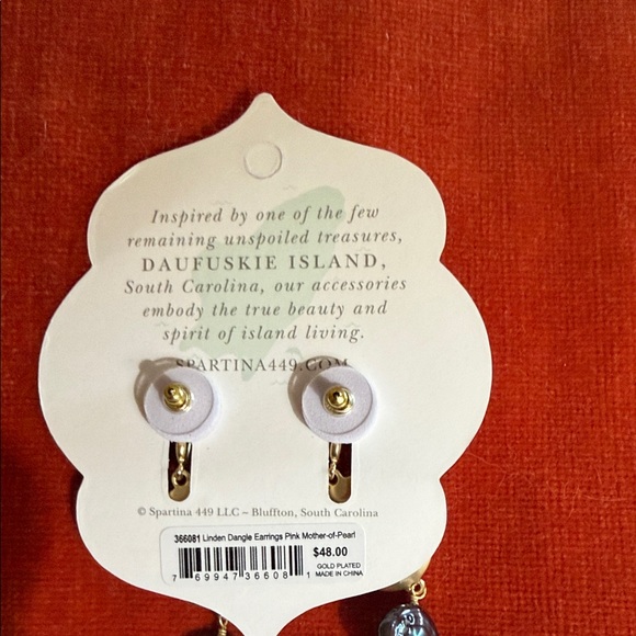Spartina 449 Linden Dangle Earrings Pink Mother of Pearl - Picture 5 of 8
